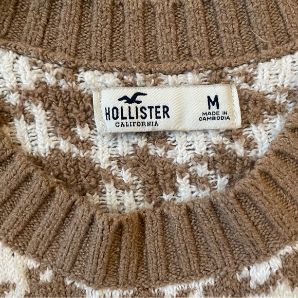 Hollister White and Brown Houndstooth Sweater Size Medium - Picture 9 of 10